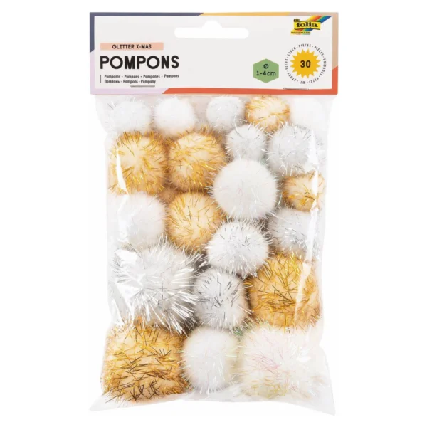 12pcs 30mm Sparkly Pom Poms