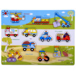 Ξύλινο Εκπαιδευτικό Παζλ με Σφηνώματα– Οχήματα & Μηχανές