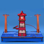 Lighthouse with Electric Circuit & LED Light