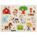 Ξύλινο Εκπαιδευτικό Παζλ με Σφηνώματα– Θέμα Φάρμα