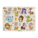 Ξύλινο Εκπαιδευτικό Παζλ με Σφηνώματα – Ζώα της Ζούγκλας