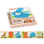 Wooden Animal Puzzle Blocks – Montessori Learning Toy - Image 2